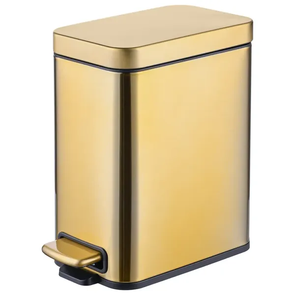 Відро для сміття з плавним закриттям прямокутне Mixxus Premium Quadro-TC0105 Brushed Gold 5 л (колір матове золото) (MI8394)