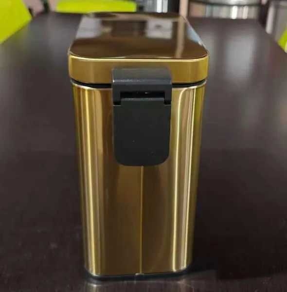 Відро для сміття з плавним закриттям прямокутне Mixxus Premium Quadro-TC0105 Brushed Gold 5 л (колір матове золото) (MI8394)