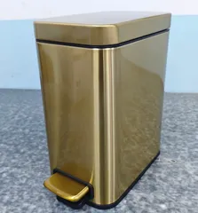 Відро для сміття з плавним закриттям прямокутне Mixxus Premium Quadro-TC0105 Brushed Gold 5 л (колір матове золото) (MI8394)