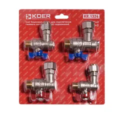 Комплект кранів для підключення газового котла Koer KR.1324 (кутовий) подовжений (KR5894)