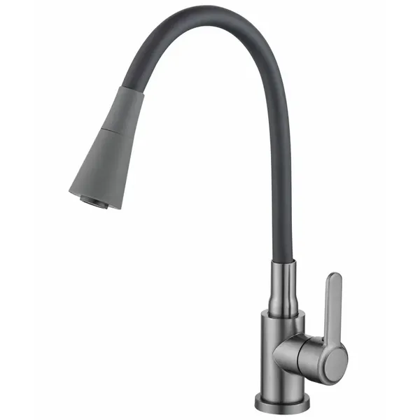 Змішувач для кухнi Zerix Eza-011-T Graphite Refl.Black (колір графіт+силік.вилив чорний) (ZX6145)