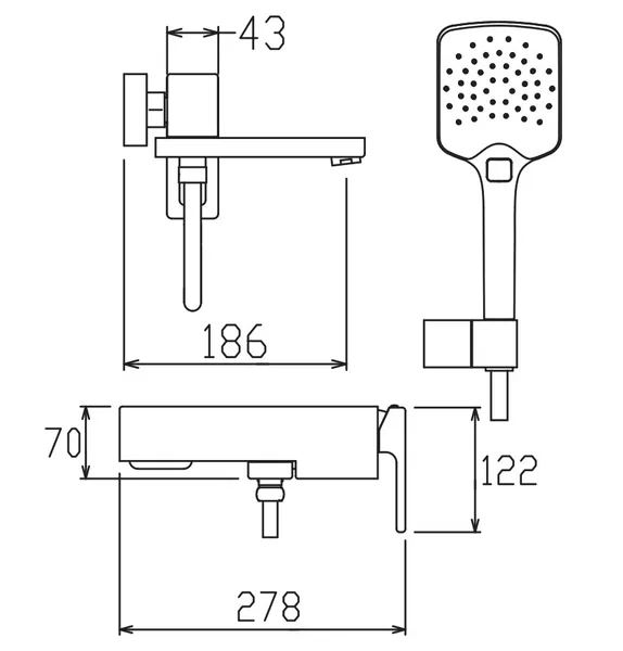 Змішувач для ванни з коротким виливом Koer KB-41039-01 (Колір хром) (KR5996)