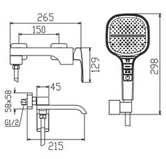 Змішувач для ванни з коротким виливом Koer KB-41037-01 (Колір хром) (KR6004)