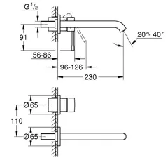 Змішувач для раковини на 2 отвори L-Size Grohe Essence (29193KF1)