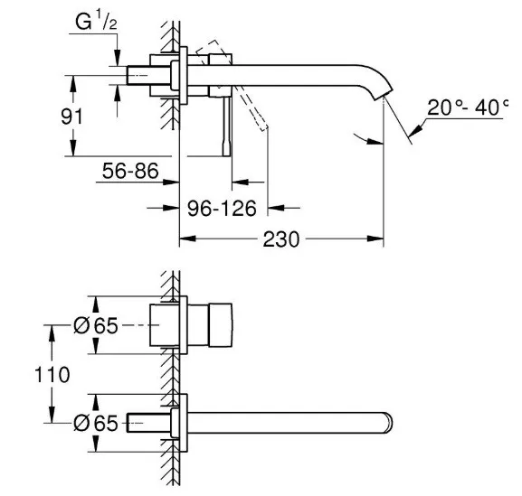 Змішувач для раковини на 2 отвори L-Size Grohe Essence (29193KF1)