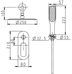 Вбудована душова система Koer KB-62028-12 2 функції (Колір матове золото) (KR6010)