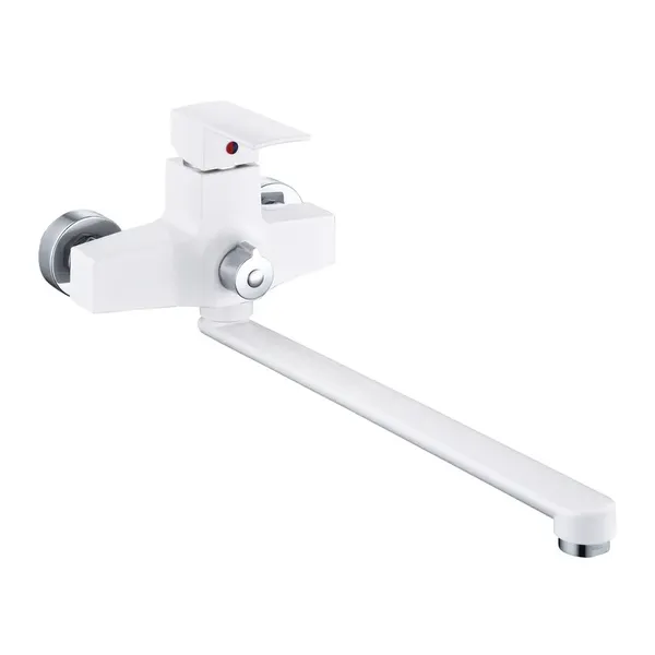 Змішувач для ванни Plamix Kubus-006 Euro Set White (з шлангом, лійкою та кронштейном) (PM0738)