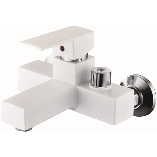 Змішувач для ванни Plamix Kubus-009 Euro Set White (з шлангом, лійкою та кронштейном) (PM0752)