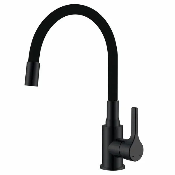 Змішувач для кухні Zerix Rex-011 Black Refl.Black з нерж.сталі (Колір чорний+силік.вилив чорний) (ZX6132)