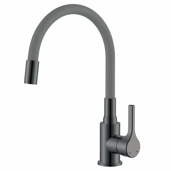 Змішувач для кухні Zerix Rex-011 Graphite Refl.Grey з нерж.сталі (Колір графіт+силік.вилив сірий) (ZX6130)