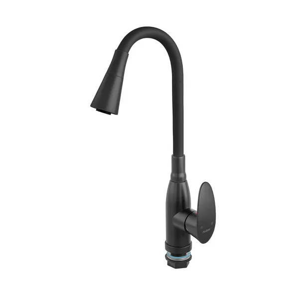 Змішувач для кухні PLAMIX CEZAR-011-B SET MATTE BLACK REFL.BLACK з силіконовим виливом, з підведенням (PM0719)