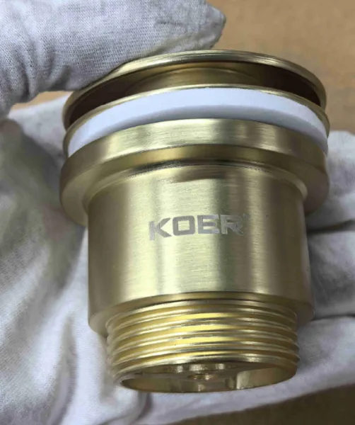 Донний клапан для раковини універсальний (з/без переливу) Koer PW-01-12 автоматичний (Click-Clack) (Колір золото матове) 1 1/4''