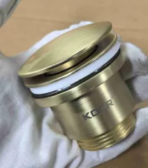 Донний клапан для раковини універсальний (з/без переливу) Koer PW-01-12 автоматичний (Click-Clack) (Колір золото матове) 1 1/4''