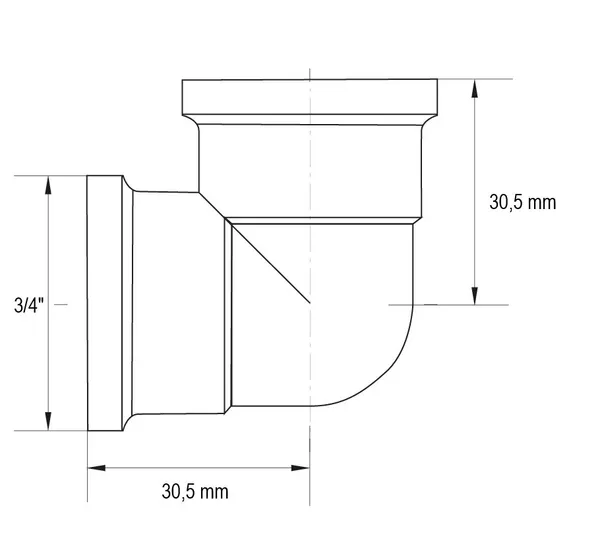 Кут Koer KF.L08F.WN - 3/4'' ВВ (без нікелю) (KR3032)