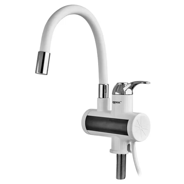 Проточний водонагрівач Zerix ELW21-F-WHITE 3,3 kW силіконовий вилив, на мийку (ZX5859)