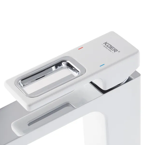 Змішувач для умивальника Koer KB-10009-04 (Колір хром+білий) (KR5975)