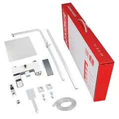 Душова колона KOER KB-58007-04 зі змішувачем водоспад, 3 функції (Колір хром+білий) (KR5161)
