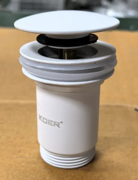 Донний клапан для раковини Koer PW-08-03 1 1/4''  без переливу автоматичнийСLICK-СLACK (Колір білий) (KR5787)