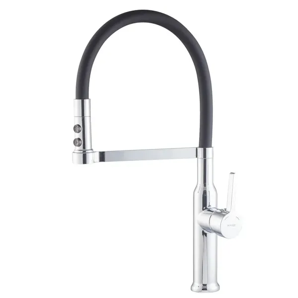 Змішувач для кухні MIXXUS PREMIUM PULL 017 REFL.BLACK (Колір хром+силік.вилив чорний) (MI8277)