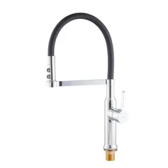 Змішувач для кухні MIXXUS PREMIUM PULL 017 REFL.BLACK (Колір хром+силік.вилив чорний) (MI8277)