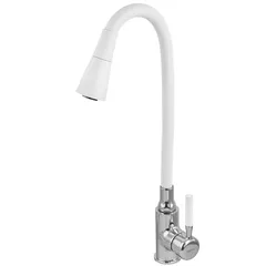 Змішувач для кухні Zerix Atrium-011-T Refl.WHITE (Колір хром+силік.вилив білий) (ZX4719)