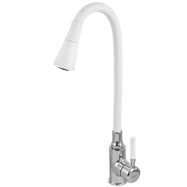 Змішувач для кухні Zerix Atrium-011-T Refl.WHITE (Колір хром+силік.вилив білий) (ZX4719)