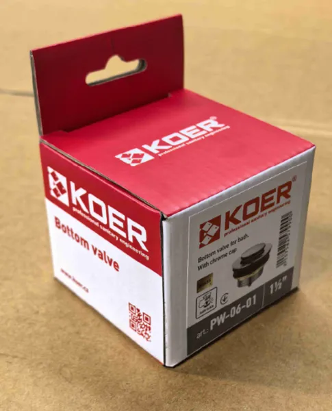 Донний клапан для ванни Koer PW-06-01 1 1/2'' автоматичний СLICK-СLACK (Колір хром) (KR5799)