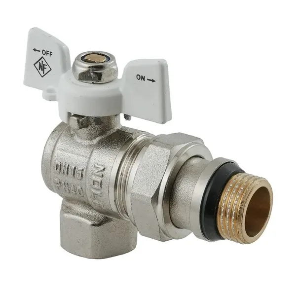 Кран кульовий з американкою Nolf classic NFC.983-06-1/2" FM ГШМ WHITE кутовий "антипротікання" (NF3162)