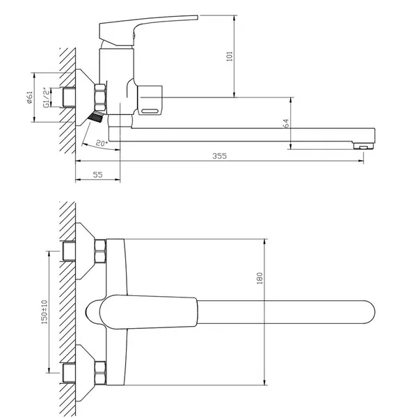 Змішувач для ванни Haiba Troya 006 Euro (HB9660)