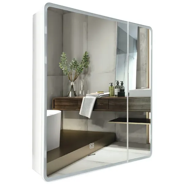 Дзеркальна шафка Mixxus Premium Olivary CM01-60x70x13 з LED Touch, димером, регулятором яскравості (MI8294)