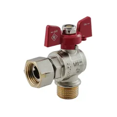 Кран кульовий Nolf classic NFC.841-06-1/2"FM ГШМ з накидною гайкою кутовий, ручка "метелик" червона (NF3158)