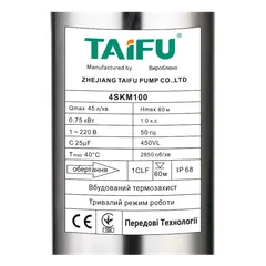 Вихровий насос Taifu 4SKM-100 Н=60М Q=2,7кбМ P=750 Вт, кабель 12м, 1" (TF0077)