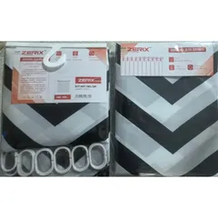 Шторка для ванної Zerix SCT-007-180x180 з поліестеру (Візерунок "Зигзаг" біло-чорний) (ZX4987)