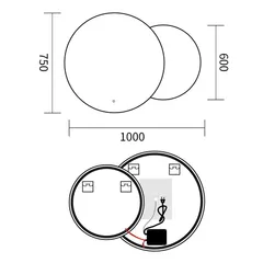 Дзеркало Mixxus Premium TOPPER MC01-100x75 з Led Touch, Anti-fog, димером (3-6,5kK) (MP6631)