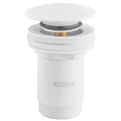 Донний клапан для раковини Koer PW-07-03 1 1/4'' з переливом автоматичний СLICK-СLACK (Колір білий) (KR5783)