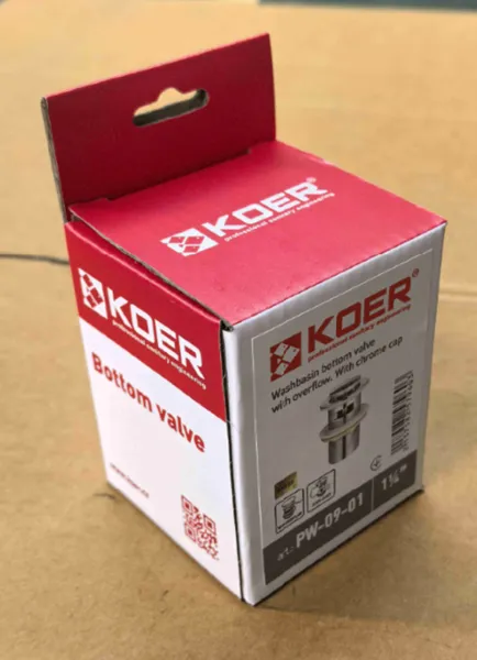 Донний клапан для раковини Koer PW-09-01 1 1/4'' з переливом автоматичний СLICK-СLACK (Колір хром) (KR5796)