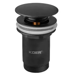 Донний клапан для раковини Koer PW-08-05 1 1/4''  без переливу автоматичний СLICK-СLACK (Колір чорн) (KR5789)