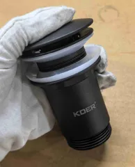 Донний клапан для раковини Koer PW-08-05 1 1/4''  без переливу автоматичний СLICK-СLACK (Колір чорн) (KR5789)