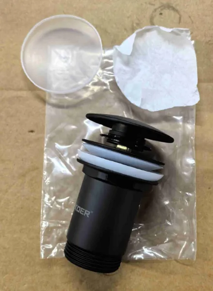 Донний клапан для раковини Koer PW-08-05 1 1/4'' без переливу автоматичний СLICK-СLACK (Колір чорн) (KR5789)