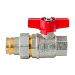 Кран з американкою Koer Extreme KE.227-25 - 1" ручка "метелик" червона (KR5767)