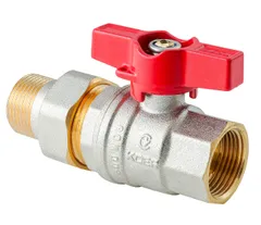 Кран з американкою Koer Extreme KE.227-25 - 1" ручка "метелик" червона (KR5767)