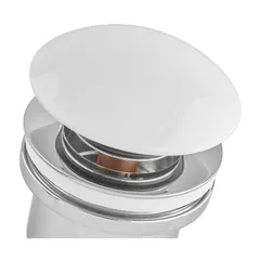 Донний клапан для раковини універсальний (з/без переливу) Koer PW-01-11 автоматичний (Click-Clack) (Біла керамічна накладка) 1