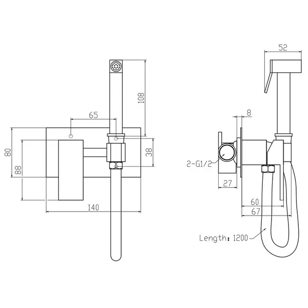 Змішувач для гігієнічного душу Mixxus Premium Bend 002 Inner з лійкою (MI6924)