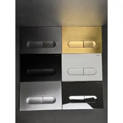 Панель змиву Koer KT-0608-12 240x160x10mm пластикова, кнопка закруглена (колір матове золото) (KR6126)