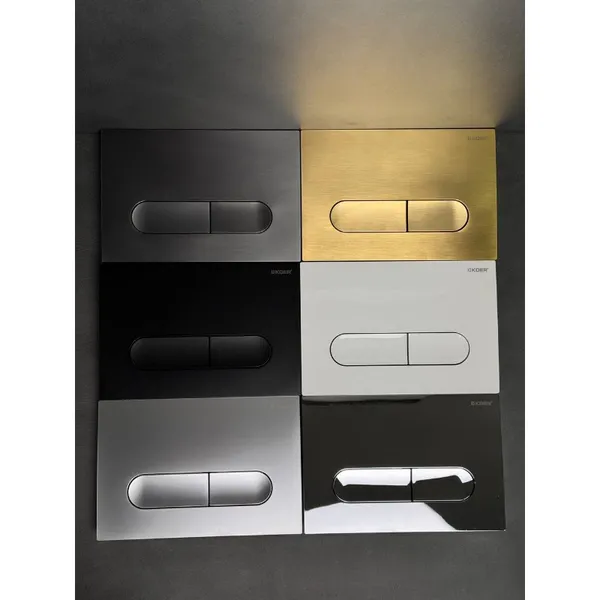 Панель змиву Koer KT-0608-12 240x160x10mm пластикова, кнопка закруглена (колір матове золото) (KR6126)