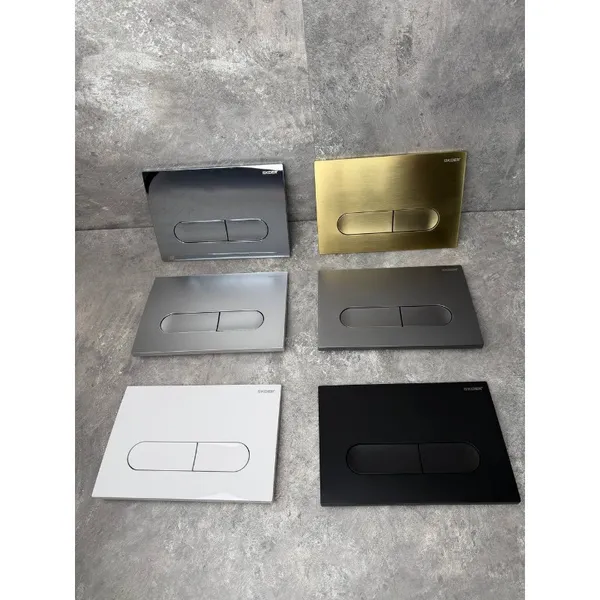 Панель змиву Koer KT-0608-12 240x160x10mm пластикова, кнопка закруглена (колір матове золото) (KR6126)