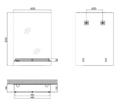 Дзеркало настінне Zerix SANSA MRZ05-60x85x10 прямокутне з полицею (ZX5628)