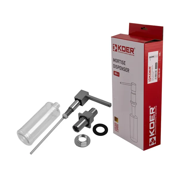 Дозатор для мийного засобу врізний Koer SDB-02-07 300 мл (колір графіт) (KR5631)
