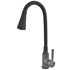 Змішувач для кухні Zerix Atrium-011-T Graphite Refl.Black (Колір графіт+силік.вилив чорний) (ZX6106)