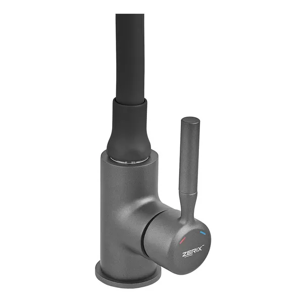 Змішувач для кухні Zerix Atrium-011-T Graphite Refl.Black (Колір графіт+силік.вилив чорний) (ZX6106)